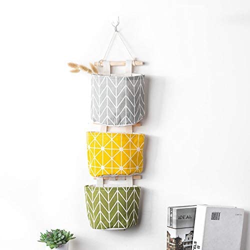 JameStyle26 Storage Bag Organiser for Hanging with 3 Pockets Children's Room Living Room Bear (Dots)