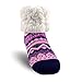 Pudus Nordic Pink Cozy Winter Slipper Socks for Women and Men with Non-Slip Grippers and Faux Fur Sherpa Fleece - Adult Regular Fuzzy Socks