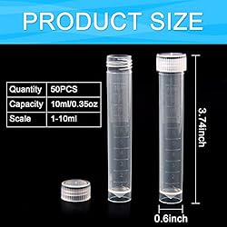 Qfeley 50 Pack 10ml Lab Plastic Frozen Test Tubes