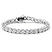 JINAO 1 Row AAA Gold Silver All Iced Out Tennis Bling Lab Simulated Diamond Bracelet （6mm Silver 8
