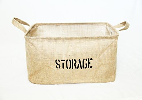 CC Eco Friendly Jute Large Storage Bin, Storage Basket, Nursery Storage, Nursery Organizer 17 inches long for toys, diapers, blankets, towels, clothing, bookshelf and accessories,