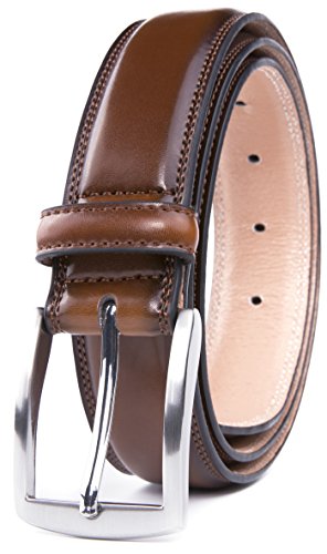 Men's Belt, Classic and Fashion Designs for Work Business and Casual, Regular Big & Tall Sizes Handmade Genuine Leather, Black White Brown Wine Navy Tan (40, Burnt Umber)