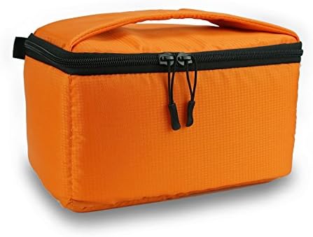 Camera Insert Protective Bag Camera Inner Case Bag Camera Case Insert Storage 10.2x5.9x5.5 inch Padded Shockproof Foldable Liner Lens Pouch for DSLR Shot Or Flash Light (Orange)
