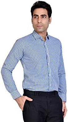 Raymon Louis | Cotton Blend | Men's Checkered Shirt | Regualar Fit | Latest Collection | Fresh Look | Formal Shirt | Curved Hemline | Full Sleeve. (Blue,Black & Grey RAY299CH020)