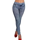 Sannysis Solid Color Denim Stretch Sexy Pants Soft Tights