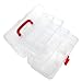 MyGift Clear Multi Trays Craft Supply Case/First Aid Storage Container Box w/Red Top Handle & Lock