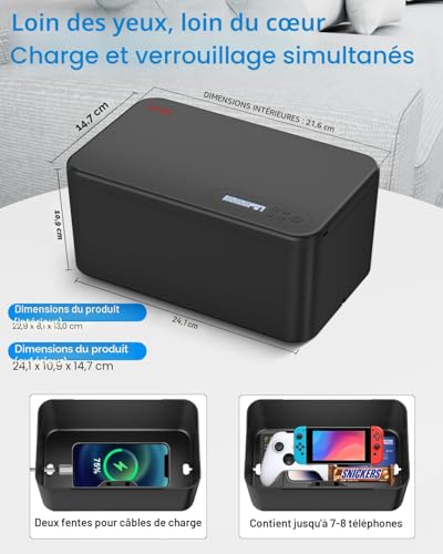 iDiskk Safe Timed Lock Box, Phone Lock Box with Timer, Disconnect Phones, Standard Self-Controlled Timer Lock Box -Black