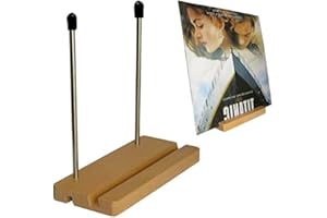 AUXPHOME Vinyl Record Storage Holder Album Display Stand Record Organizer, Fits 7” and 12” Records or LPs - Display Singles in Stylish Modern Portable Record Stand - for Phone holder, tablet holder - Solid Wood