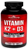 Vitamin K2 (MK7 & MK4) with D3 Supplement - Vitamin K & D as MK-7 100mcg, MK-4 500mcg, and 5000 IU Vitamin D3-3-in-1 Formula for Bone and Heart Support - 90 Non-GMO Vegetarian Capsules