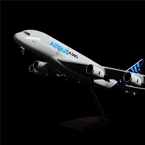 24-Hours 18” 1:160 Scale Airplane Kit A380 Model Plane Collection with LED Light(Touch or Sound Control) for Decoration or Gift