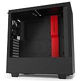 NZXT H510 - Compact ATX Mid-Tower PC Gaming Case - Front I/O USB Type-C Port - Tempered Glass Side Panel - Cable Management System - Water-Cooling Ready - Steel Construction - Black/Red