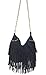 HOXIS Tassel Faux Suede Leather Hobo Cross Body Chain Shoulder Bag Women’s Satchel (Black)