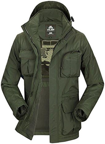 SenLin Jeep Men's Outdoor hooded removable assault jackets Army GreenXXL