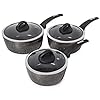 Tower-T81212-Cerastone-Non-Stick-Induction-Saucepans-Sets-Easy-Clean-Ceramic-Coating-Forged-Aluminium-Graphite-3-Piece Tower T81212 Cerastone Forged 3 Piece Saucepan Set with Non-Stick Coating and Soft Touch Handles,18/20/22cm, Graphite