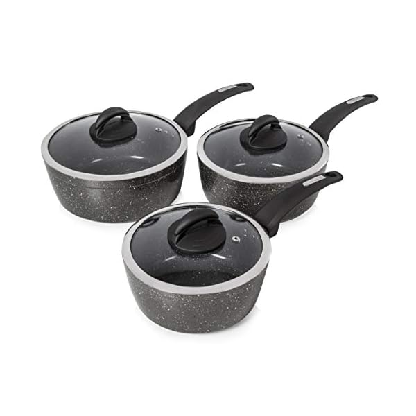 Tower-T81212-Cerastone-Non-Stick-Induction-Saucepans-Sets-Easy-Clean-Ceramic-Coating-Forged-Aluminium-Graphite-3-Piece Tower T81212 Cerastone Forged 3 Piece Saucepan Set with Non-Stick Coating and Soft Touch Handles,18/20/22cm, Graphite