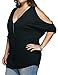 ALLEGRACE Women Plus Size Tops V Neck Short Sleeve Batwing Top Cold Shoulder T Shirt Black 2X