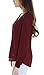 Womens V Neck Long Sleeve Ruffled Shoulder Solid Chiffon Blouse (Small, Wine Red)