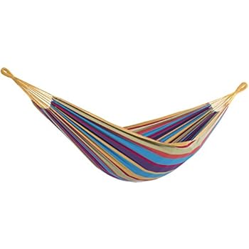 Amazon.com : Vivere Double Cotton Hammock with Space Saving Steel Stand, Tropical (450 lb 