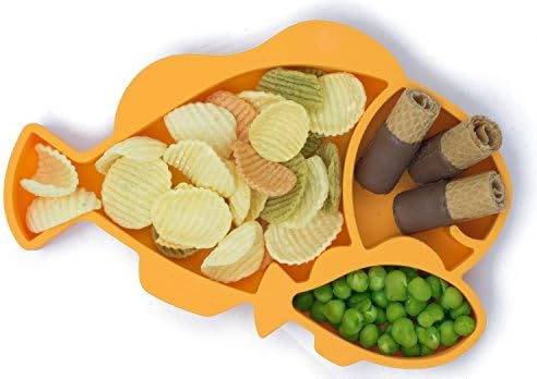 HEXATAL Non Slip Silicone Suction Plate/Bowl for Feeding Babies, Toddlers and Kids - Fits Almost All Highchair Trays (Orange-Mini)