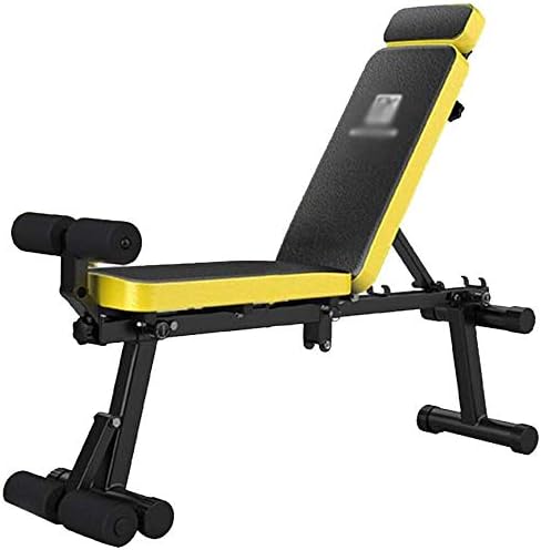 Adjustable 90°Flat Weight Bench-Gym Grade Quality - Home Fitness Workout Strength Training Equipment - for Multi-Purpose Weight Training and Ab Exercises,Size:standard style,Color:Black + Yellow YZPJS