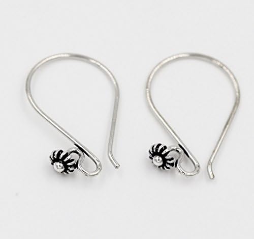 LuxeJoie Sterling Silver Flower Ball End Ear Wire Earring Hooks 5 Pair