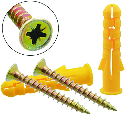 Shells 50Pack Self Drilling Drywall Anchor Kit with Screws (Yellow) - Thumbnail 4