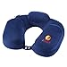 Andake Foldable Neck Pillow, Quick Inflating Deflating Comfortable Portable with Detachable Pillowcase (Gray/Blue, Mouth Blowing/Push-Button Blowing) (Mouth Blowing Blue)