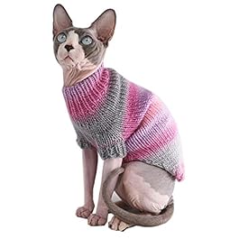 Kitipcoo Sphynx Cat Clothes Winter Warm Sweater Outfit, Fashion Round Collar Coat for Cats Pajamas for Cats and Small Dogs Apparel, Hairless cat Shirts Sweaters
