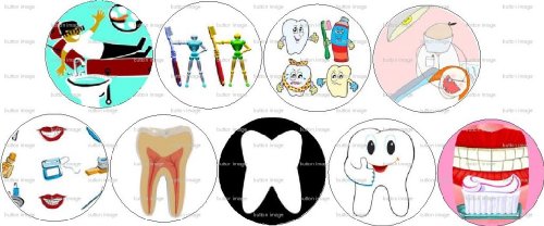 Set of 9 DENTIST Pinback Buttons 1.25" Pins Dentistry Dental Teeth
