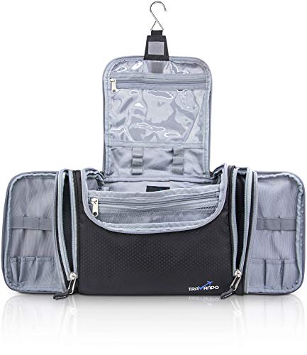 TRAVANDO XXL Toiletry Bag for Women "MAXI" with Hanging Hook - Large Wash Bag - Many Pockets - Travel Set, Travel Toiletry Kit Cosmetics Makeup Big Toilet Organizer Suitcase Luggage (Black) 1 TRAVANDO XXL Toiletry Bag for Women "MAXI" with Hanging Hook - Large Wash Bag - Many Pockets - Travel Set, Travel Toiletry Kit Cosmetics Makeup Big Toilet Organizer Suitcase Luggage (Black)