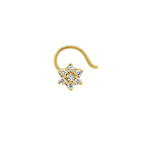 22k (916) Yellow Gold and Diamond Nose Pin
