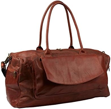 Leather Travel Duffel Bag Overnight Weekend Luggage Carry On Airplane Underseat
