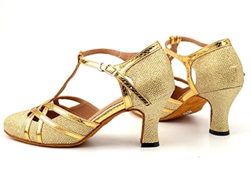 TDA Womens Mid Heel Printing Red PU Leather Salsa Tango Ballroom Latin - Main Image