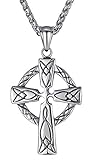 Men's Stainless Steel Celtic Knot Cross Religious Pendant Necklace, Unisex, 24