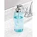 mDesign Modern Glass Refillable Foaming Soap Dispenser Pump Bottle for Bathroom Vanity Countertop, Kitchen Sink - Save on Soap - Vintage-Inspired, Compact Design - 2 Pack - Aqua Blue/Chrome