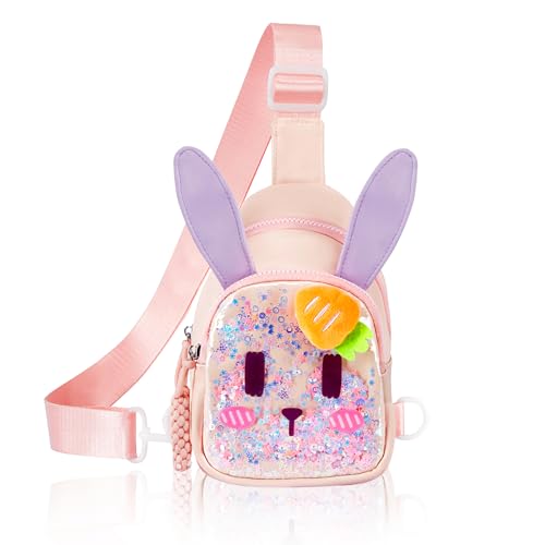 COSHAYSOO Cute Kids Sling Crossbody Purse Shoulder Bag with 3D Cartoon Bunny Rabbit, 3 4 5 6 Year Old Girl Birthday Gifts Little Girls Dance Recital Gift Ideas Themed Park Trip Travel Essentials Pink at Amazon