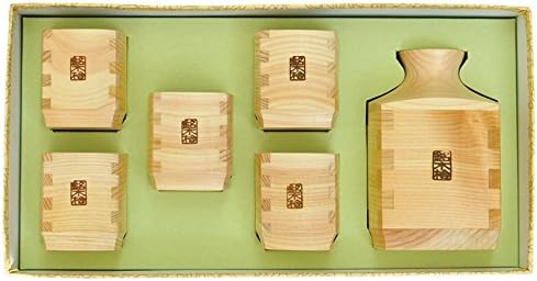 Japanese Hinoki Sake Set Square Design
