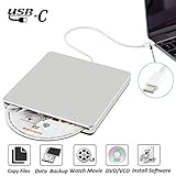 NOLYTH External DVD CD Drive USB C Superdrive External DVD/CD +/-RW Burner Writer Optical Drive Compatible with MacBook Pro Air/Laptop/Windows10(Silver)