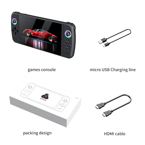 m27 Retro Handheld Game Console,3D 7-inch IPS Screen Portable Gaming Handheld,Linux System Built in 128G Card & 30000 Games,Portable Pocket Mini Arcade (Black)
