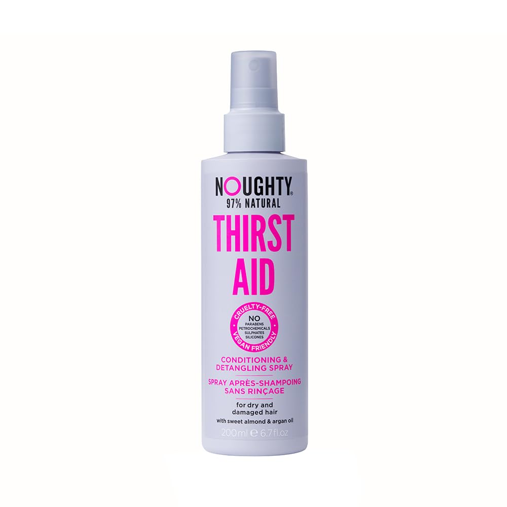 Noughty 97% Natural Thirst Aid Conditioning & Detangling Spray, for Dry, Damaged Hair, Prevent Split Ends & Hair Breakage, Anti Frizz, Leave-in Detangler Spray, Vegan, Sulphate Free Haircare, 200ml