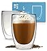 Glass Coffee or Tea Mugs Drinking Glasses Set of 2-12oz Double Wall Thermal Insulated Cups, Espresso Latte Cappuccino Stackable Glassware primary