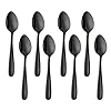 Bisda Zwarte theelepel set, 8 stuks 18/10 roestvrij stalen koffielepel mokkalpel taartlepel