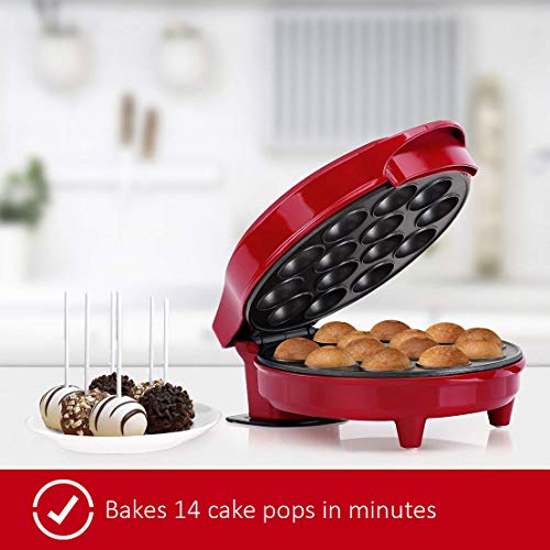 Holstein Housewares HF-09014R Cake Pop Maker, Red/Stainless Steel