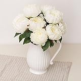 Supla Silk Peony Bush in Cream with Yellow Stamens 17.7