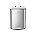 EKO Small Square Metal Step Trash Can with Lid, 6 Liter, Stainless Steel