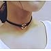 Fheaven New Leather Choker Charm Necklace Vintage Hippy Chocker Leather Necklace Alloy party wedding (Black)