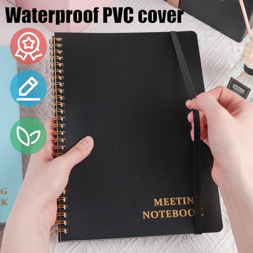 Koogel Meeting Notebook for Work, B5 Work Planner Notebook 7x10 Inch Hardcover Spiral Notebook Project Planner for Women Men Business Office Black