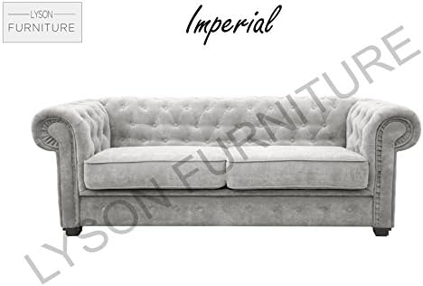 Lyson Furniture IMPERIAL 3+2 Sofa Set (CHESTERFIELD) Fabric (Silver)