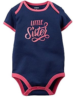 Baby Girls' Slogan Bodysuit - Little Sister - Navy - 24 Months