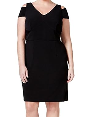 Womens Plus Cold-Shoulder Sheath Dress Black 20W